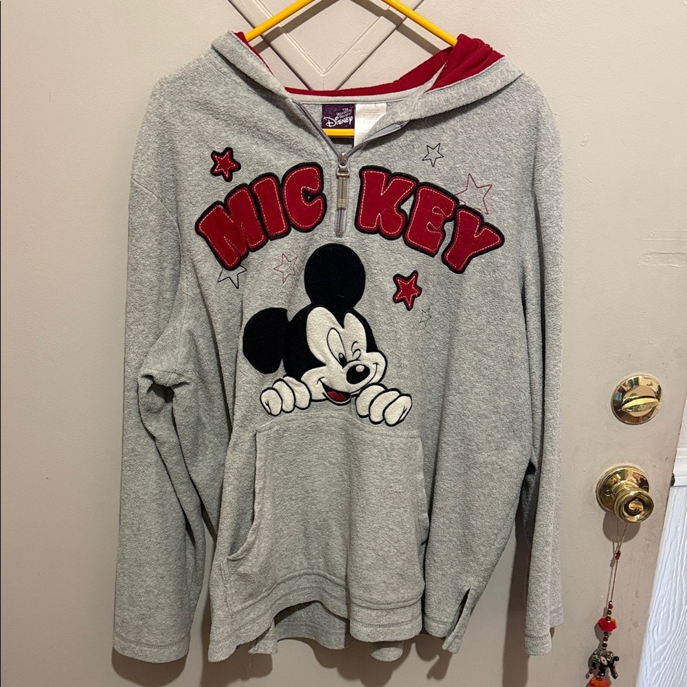 Disney Gray Hoodie with Red Mickey Applique